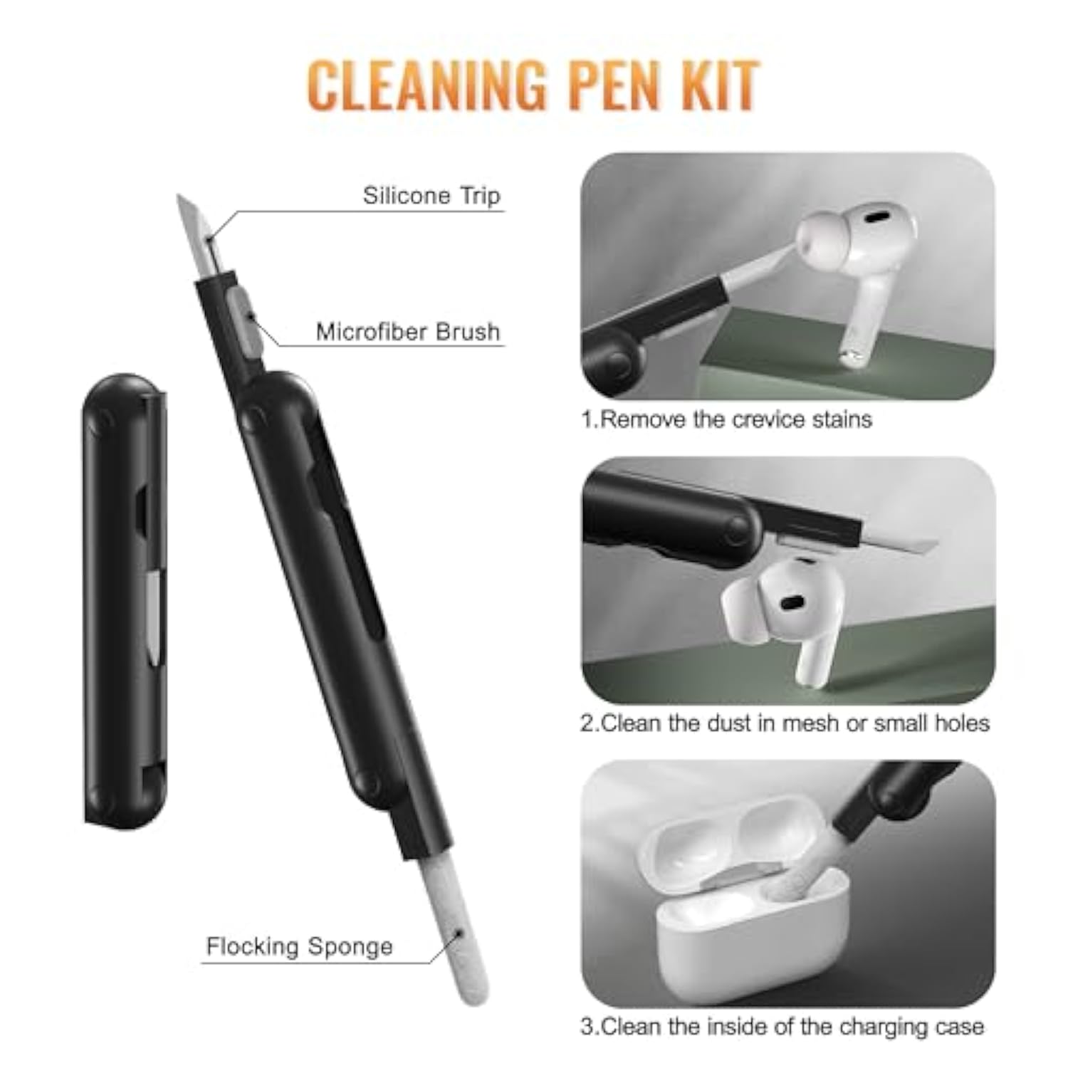 For Airpods Pro 2 Case Cover With Lock, Compatible With Airpod Pro Case 2Nd/1St Gen With Cleaner Kit & Keychain, Military Grade Shockproof Protective Case For Men(2023/2022/2019), Black