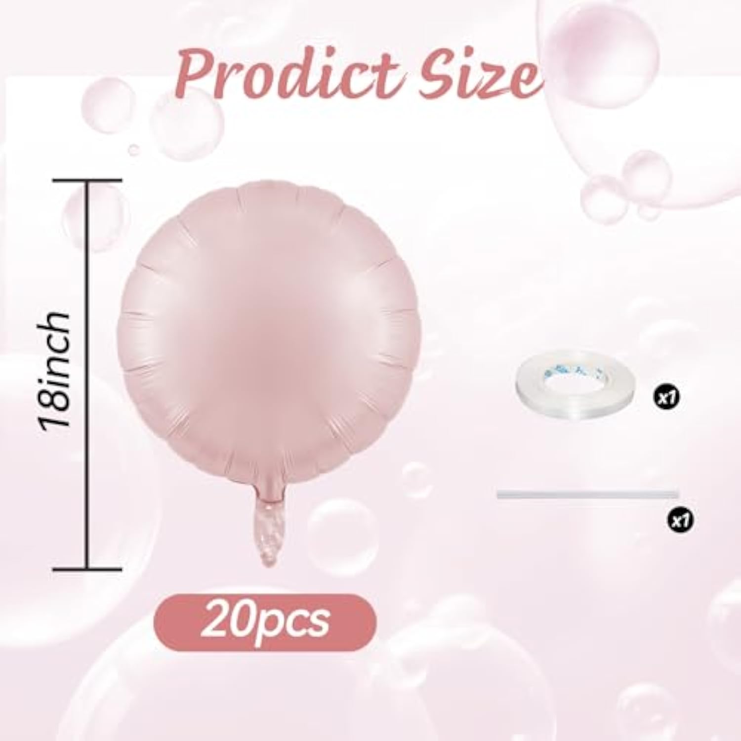 20Pcs Round Shaped Foil Balloons, 18 Inch Dusty Pink Round Foil Balloon, Retro Baby Pink Round Aluminum Giant Balloon For Birthday Party Boho Wedding Bridal Shower Engagement Baby Shower Decorations
