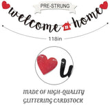 Black Welcome Home Banner Glittery Decoration for Housewarmings & Celebrations