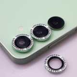 Camera Lens Protector for Samsung S25 Plus, Glitter Diamond Crystal Glass Screen Cover with Rhinestones (Green, S25 Plus)