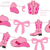 Cowgirl Party Banners Pink Coquette Bow And Boots Decorations Western Cowgirl Boots Hats Cutout Banners Cowgirl Birthday Decorations For Rodeo Wild West Baby Shower Supplies