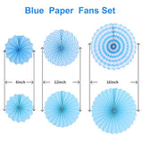 12Pcs Party Hanging Paper Fans Set, Fiesta Round Pattern Paper Garlands Decoration Party Supplies For New Year Baby Shower Birthday Wedding Graduation Events Accessories(Sky Blue)