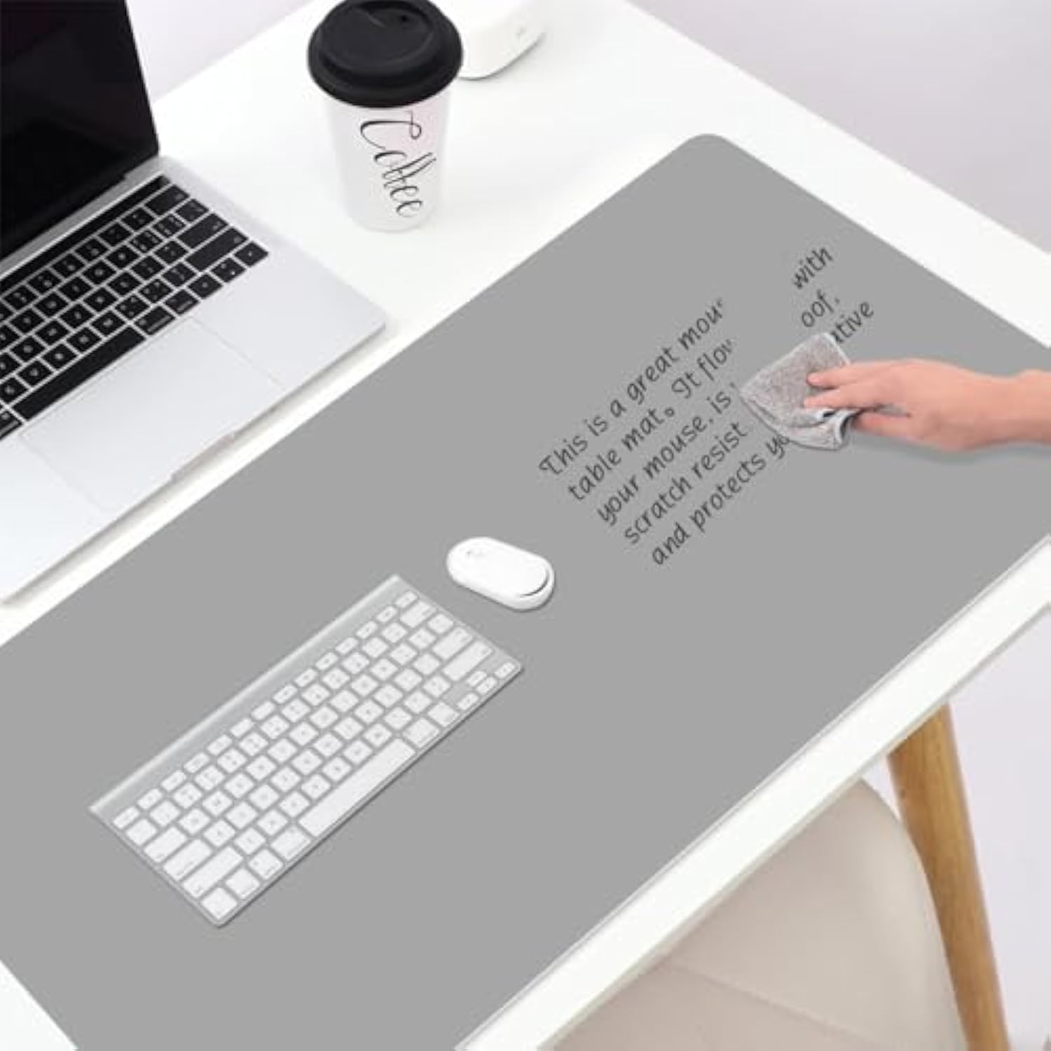 Dry Erase Mouse Pad, Real Writable & Erasable Desk Pad, Waterproof, Anti-Scratch, Heat Resistant Large Mouse Pad, Dry & Wet Erase Desk Mat, For Office Home Classroom (Grey, 23.6" X 11.8")