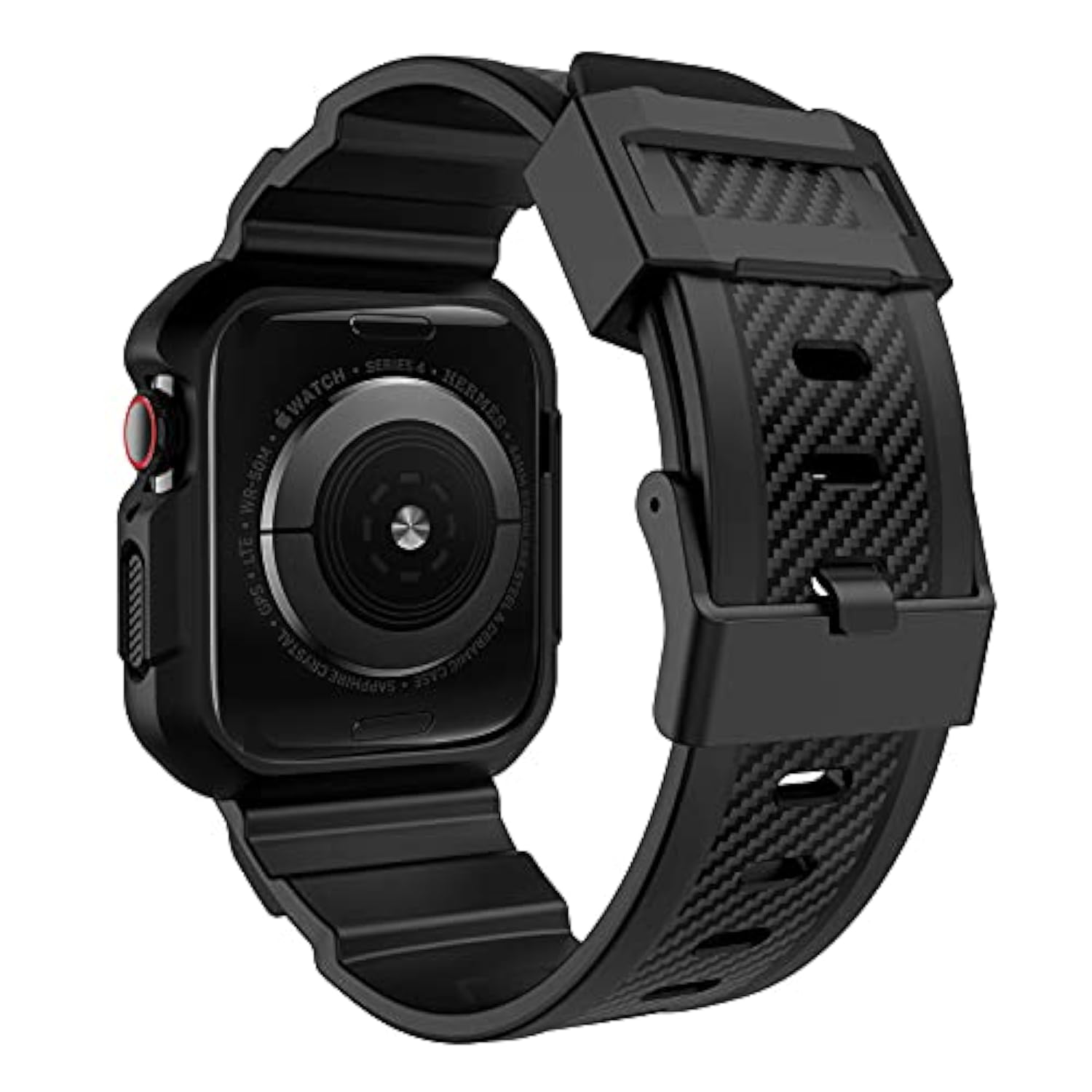Compatible With Apple Watch Band 45Mm/44Mm/42Mm With Case, Shockproof Rugged Band Strap For Iwatch Se2 Se Series 9/8/7/6/5/4/3/2/1 With Bumper Case Cover Men Women, Matte Black
