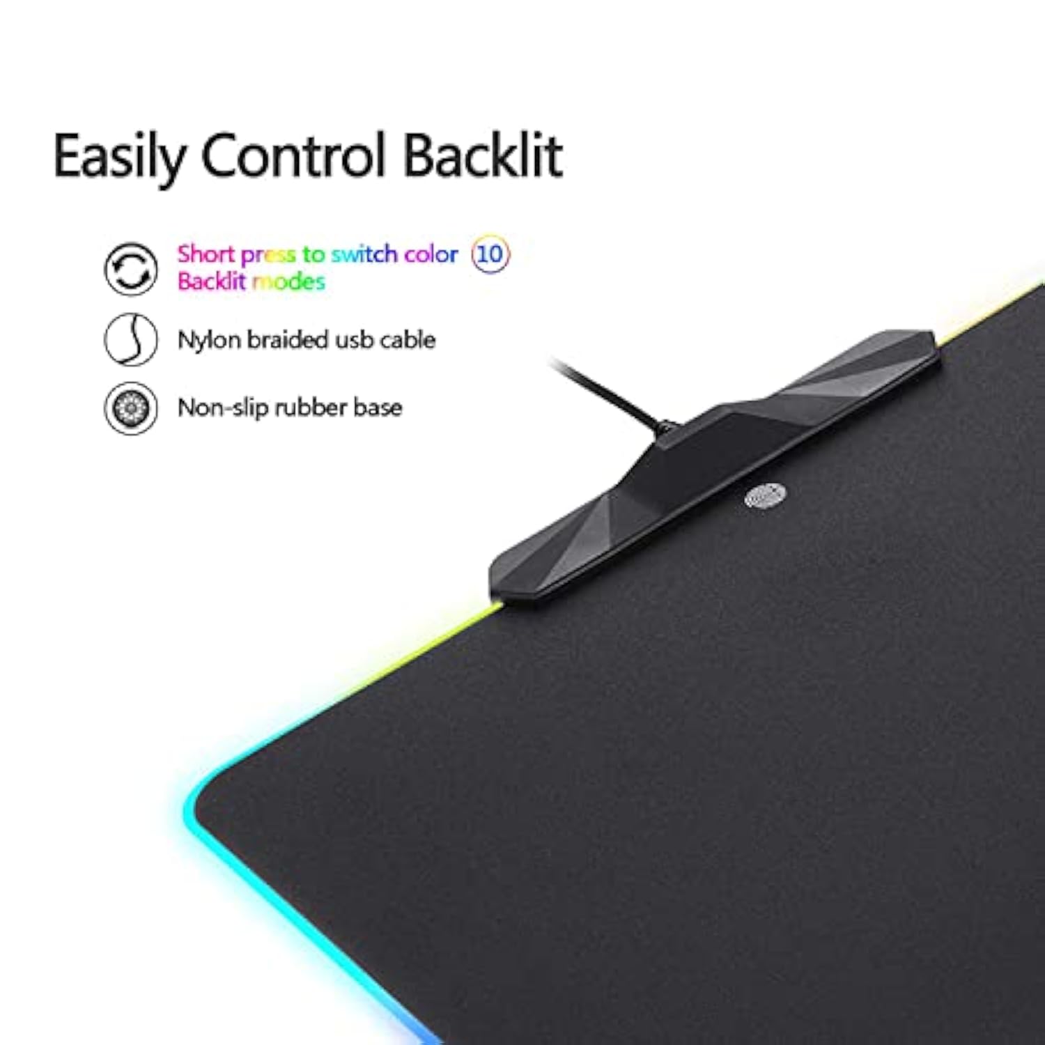 MOTOSPEED RGB Gaming Mouse Pad -LED Lighting Effects,Wired,Hard Surface Gamer Mouse Mat for Laptop Computer PC Games(13.8X9.8 Inch)