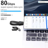 Usb C Cable Keychain, 240W Usb C Keychain Cable, 80Gbps Data Transfer, 8K 60Hz Video Display For Iphone 16 15, Thunderbolt 4/3, Laptop, External Ssd, In Black 13Cm