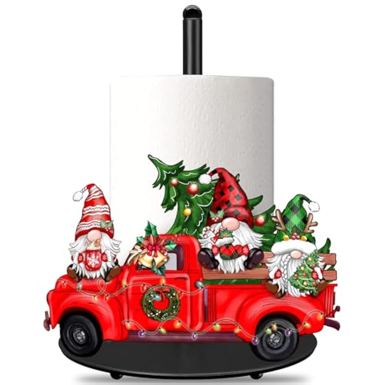 Christmas Paper Towel Holder Large Christmas Gnome Truck Kitchen Decor Accessories Metal Paper Towel Holder Stand Xmas Farmhouse Rustic Indoor Home Bathroom Kitchen Living Room Decor For Countertops