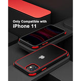 For 11 Crystal Clear Case, With Multicolor Protective Shockproof Bumpers, Not Yellowing Anti Scratch Transparent Hard Pc Back & Soft Silicone Tpu Frame Cover (Black/Red)