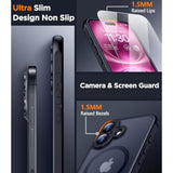 Designed For Iphone 16 Case, Magnetic Translucent [2+Full Coverage Tempered Glass Screen Protector] [Full Camera Protection] Anti-Fingerprint Anti-Scratch For Iphone 16 6.1”, Black