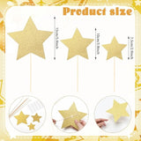 42 Pcs Gold Star Centerpieces Sticks Twinkle Glitter Star Table Flower Centerpiece Sticks Golden Cake Toppers For Back To School Wedding Engagement Bridal Baby Shower Party Decorations