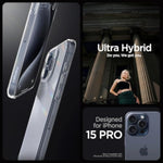 Spigen Ultra Hybrid Designed for iPhone 15 Pro Case (2023) [Anti-Yellowing], [Military-Grade Protection] - Crystal Clear