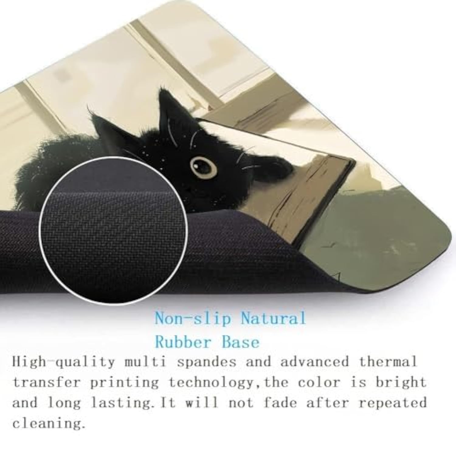 Mouse Pad,Baby Black Cat,Kawaii Anime Cat Mousepad For Wireless Mouse,Cute Desk Accessories,Travel Mousepad With Non-Slip Rubber Base,Gaming Mouse Pad