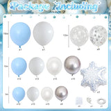 Blue Snowflakes Balloon Arch Kit Pastel Blue Silver White Christmas Balloon Garland Kit with Snowflakes Foil Balloons Xmas Winter Snow Onederland Ice Theme New Year Holiday Party Decorations 110 Pcs