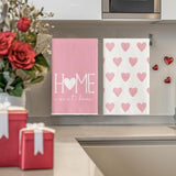 Pink Heart Love Home Sweet Home Valentine'S Kitchen Towels Dish Towels, 18X26 Inch Anniversary Wedding Decoration Hand Towels Set Of 2