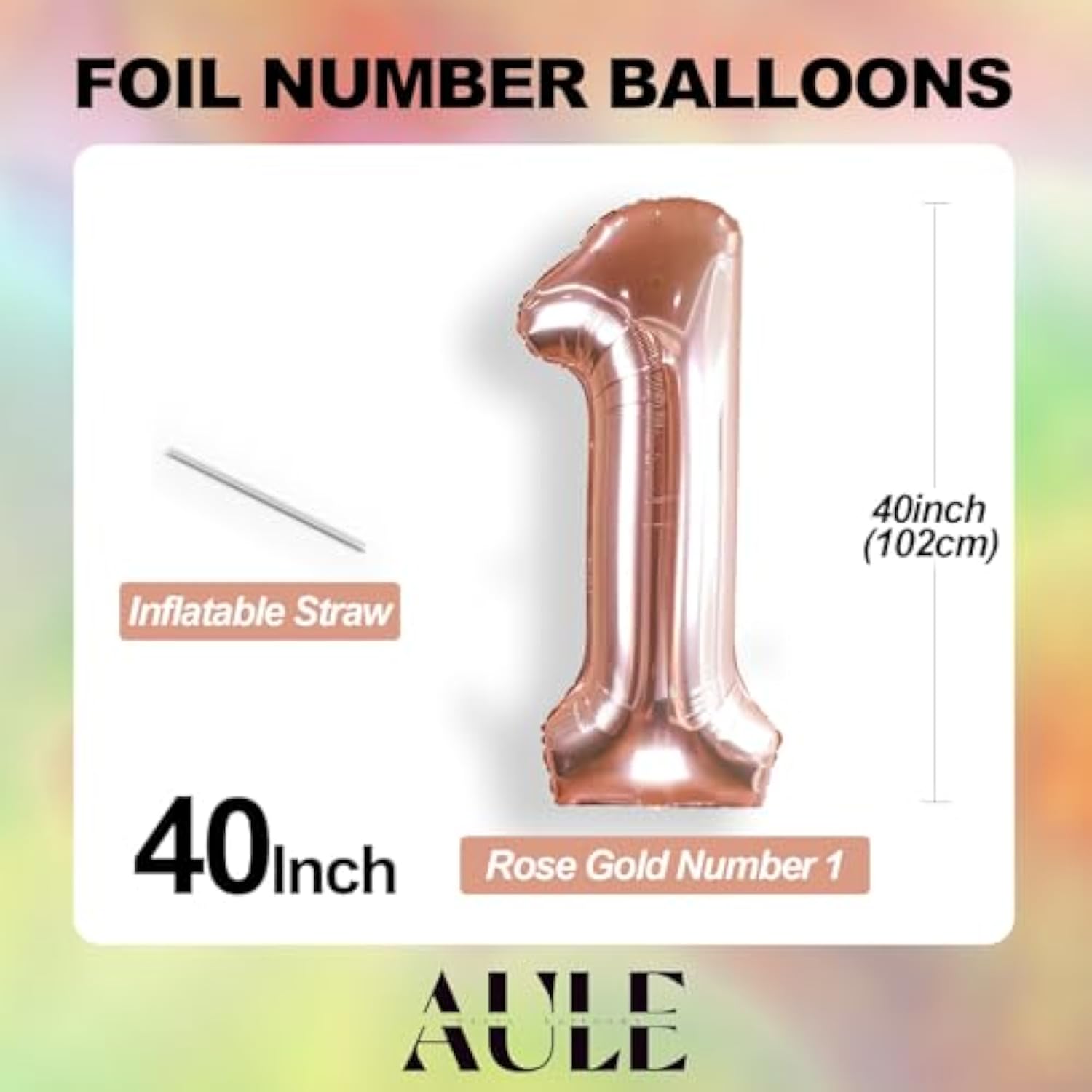 40 Inch Big Rose Gold 1 Balloon Number Large Foil Helium Number Balloons 0-9 Jumbo Giant Happy 1St Birthday Party Decorations For Boy Or Girl Huge Mylar Anniversary Party Supplies