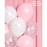 24Pack Pink Bow Latex Balloons 12-Inch Bachelorette Birthday Party Decor