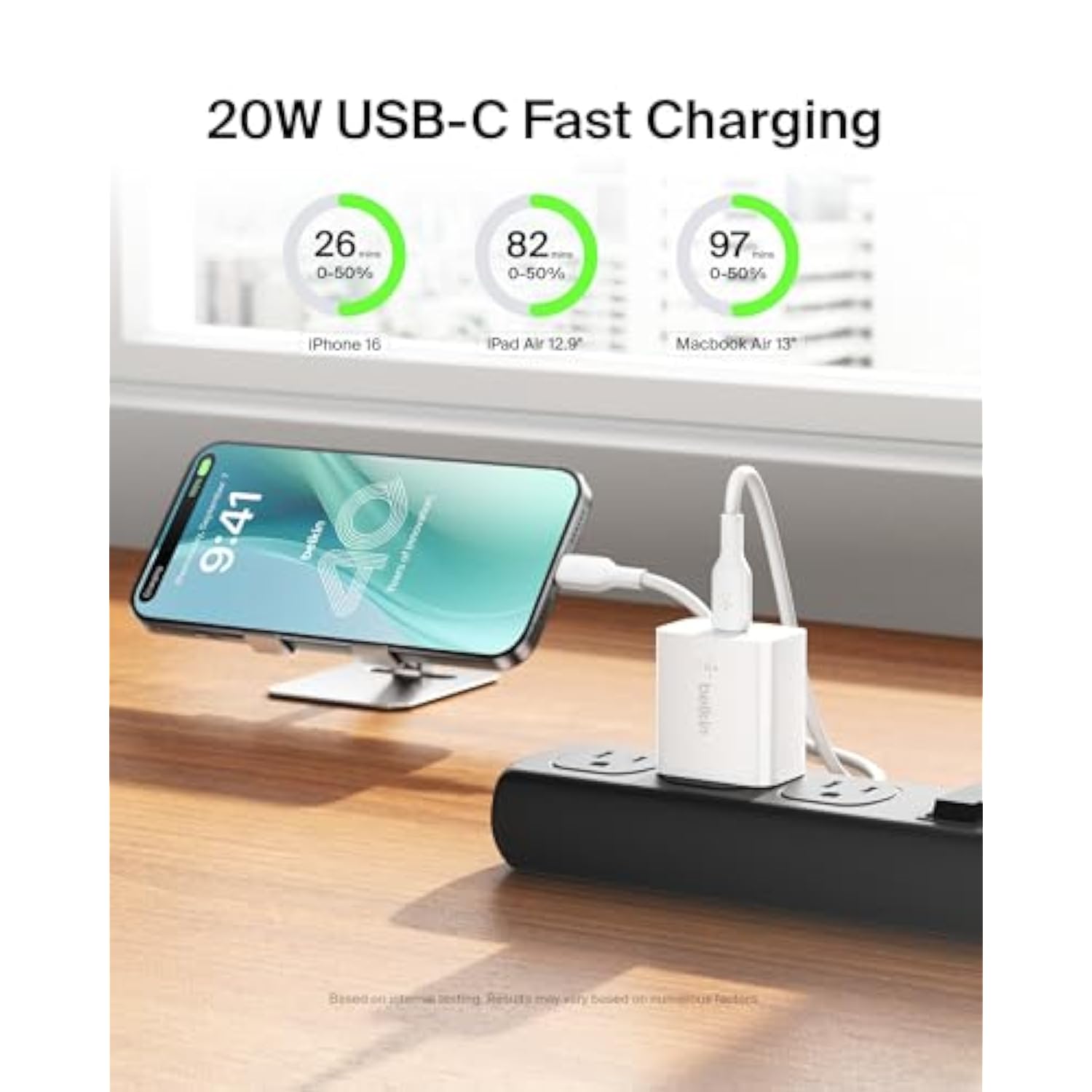 Belkin USB C Charger Block 20W, iPhone Charger Fast Charging - iPhone 17, Air, Pro, Pro Max, Samsung Galaxy S25, Google Pixel 10, iPad, AirPods, Nintendo Switch 2 & More - White
