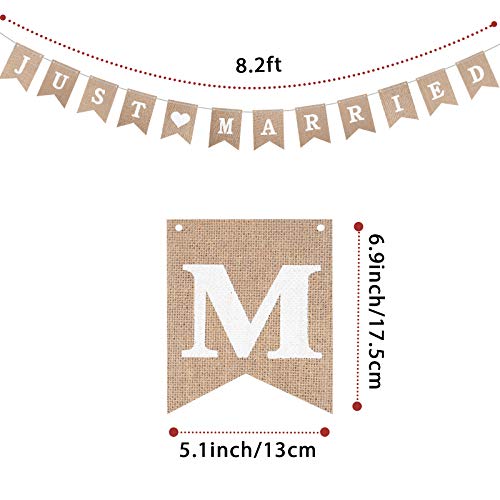 Just Married Banner with LED Fairy String Light, 2 Modes, 8.2 ft