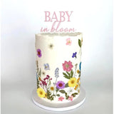 Baby in Bloom Flower Cake Toppers with Pressed Flowers for Wedding & Parties
