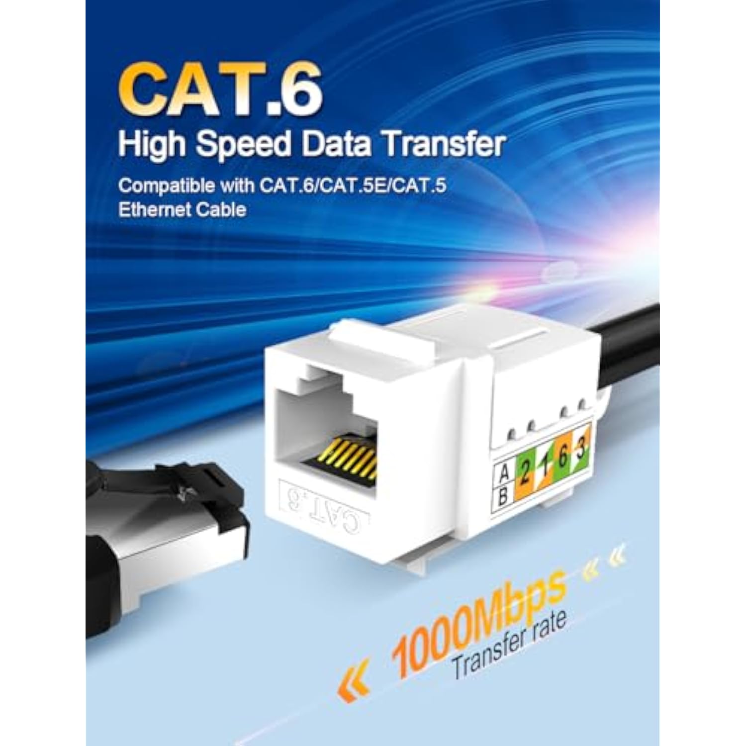 Cat6 Keystone Jack 90° Angled Rj45 Keystone Jack Ethernet Punch Down Keystone