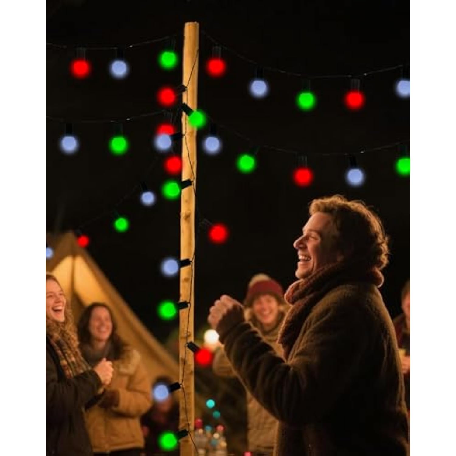 Battery Powered Christmas Lights Indoor, 18.9Ft Christmas Decorative Light With 50 Led Red White Green Globe Fairy Light