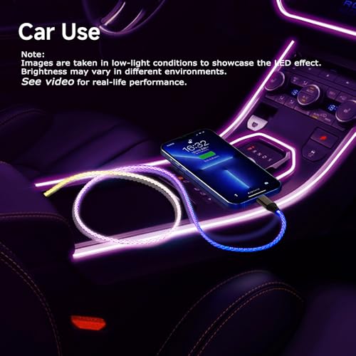 Camping Car Multi Charging Cable, USB C to USB C RGB Breathing 3 in 1 Fast Charging Cable for iPhone 15 Series, iPad mini 6 S24 S23 Laptops MacBook