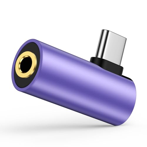 USB C to 3.5mm Audio Adapter, USB Type C to Headphone Jack Dongle Aux Adapter DAC Stereo HiFi Right Angle for  Galaxy S26 Ultra S25 Plus A17