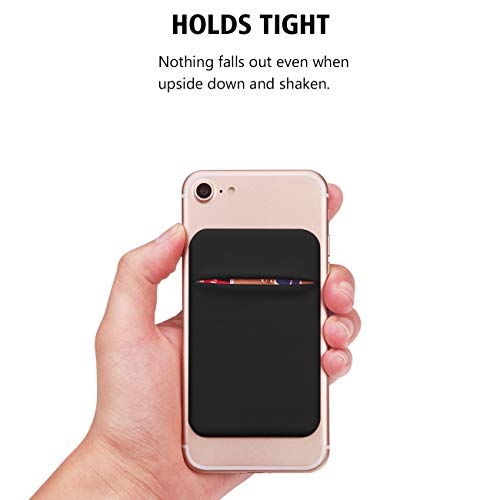 Cell Phone Pocket Self Adhesive Card Holder Stick On Wallet Sleeve with Adhesive ID Credit Card ATM Card Holder for iPhone Android 2 PACK BLACK