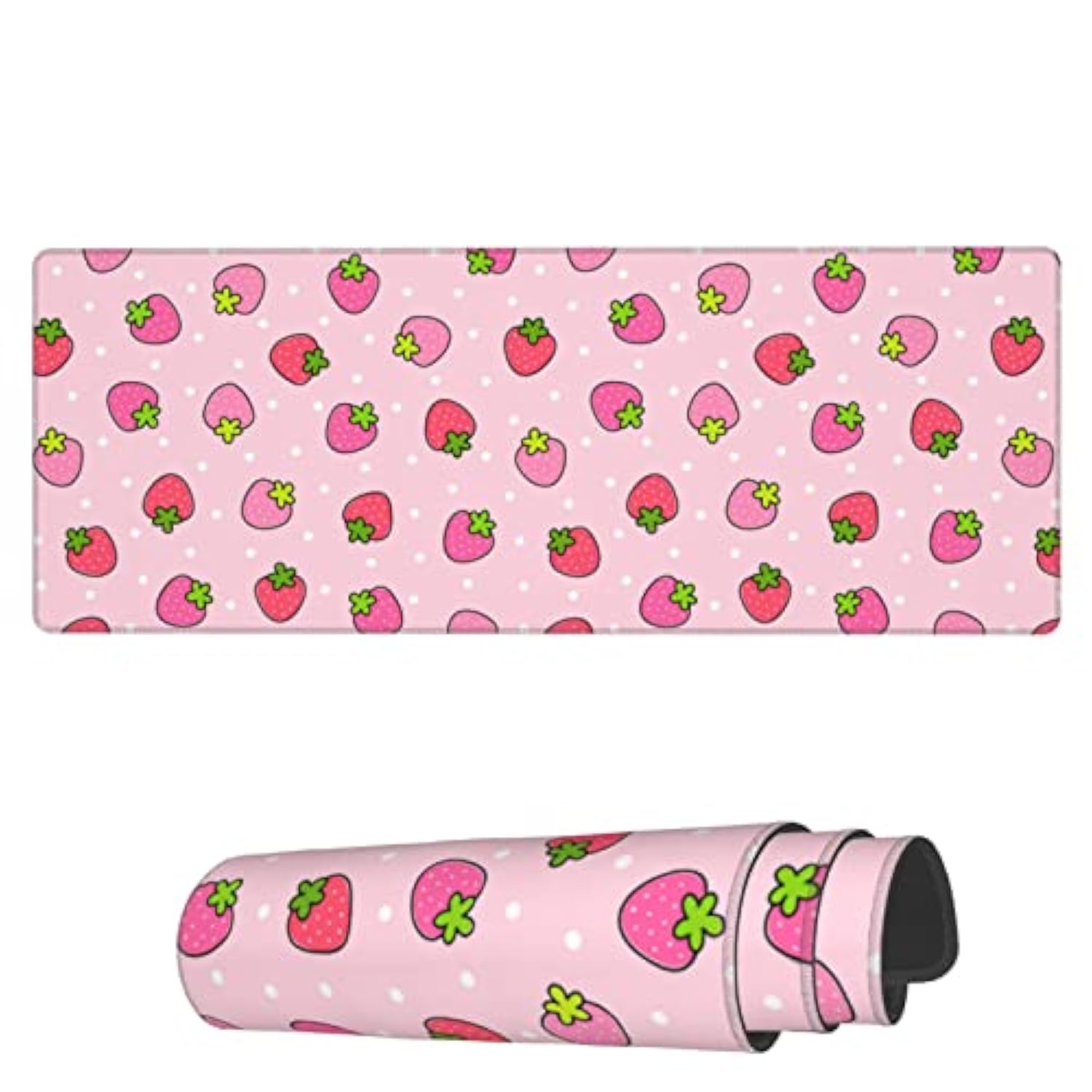 Large Mouse Pad, Cute Strawberry Pink Extended Gaming Mouse Pad 31.5" X 11.8", Laptop Computer Keyboard Mouse Mat Desk Pad With Non-Slip Base And Stitched Edge For Home Office Gaming Work