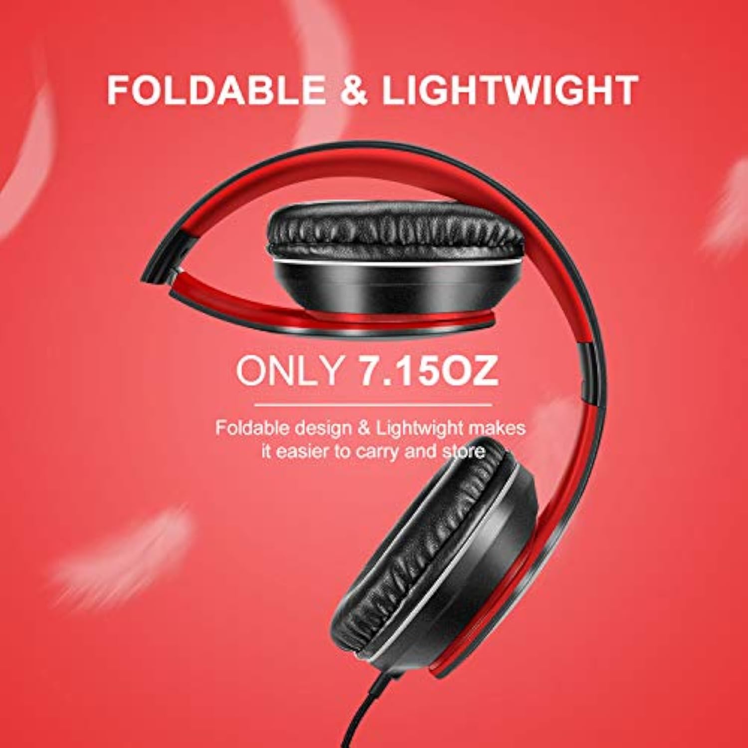 X6 Over-Ear Headphones With Microphone, Lightweight Foldable & Portable Stereo