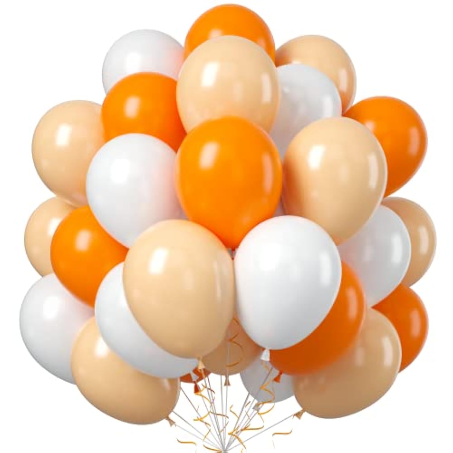50Pcs Latex Balloons - Orange Apricot White, Party Balloons For Girls Boys Birthday Party, Baby Shower, Bridal Shower, Engagement