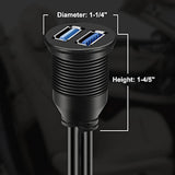 2 Ports Dual Usb 3.0 Male To Usb 3.0 Female Aux Flush Mount Car Mount Extensio