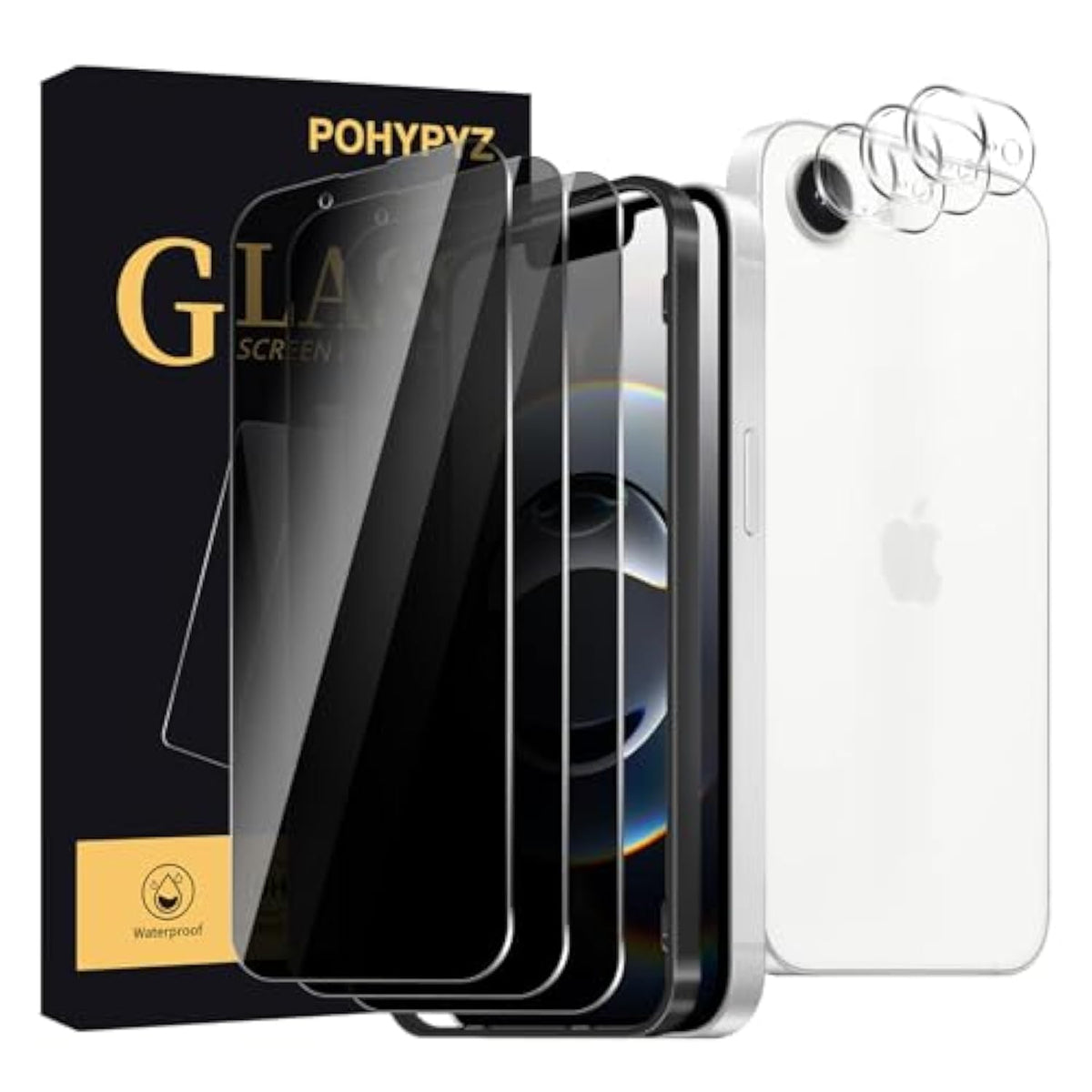 3+3 Pack Privacy Screen Protector For Iphone 16E?3 Anti-Spy Tempered Glass Film+3 Camera Lens Protector, Anti-Scratch, 9H Hardness?Compatible Phone Cases?High Definition