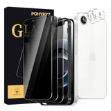 3+3 Pack Privacy Screen Protector For Iphone 16E?3 Anti-Spy Tempered Glass Film+3 Camera Lens Protector, Anti-Scratch, 9H Hardness?Compatible Phone Cases?High Definition