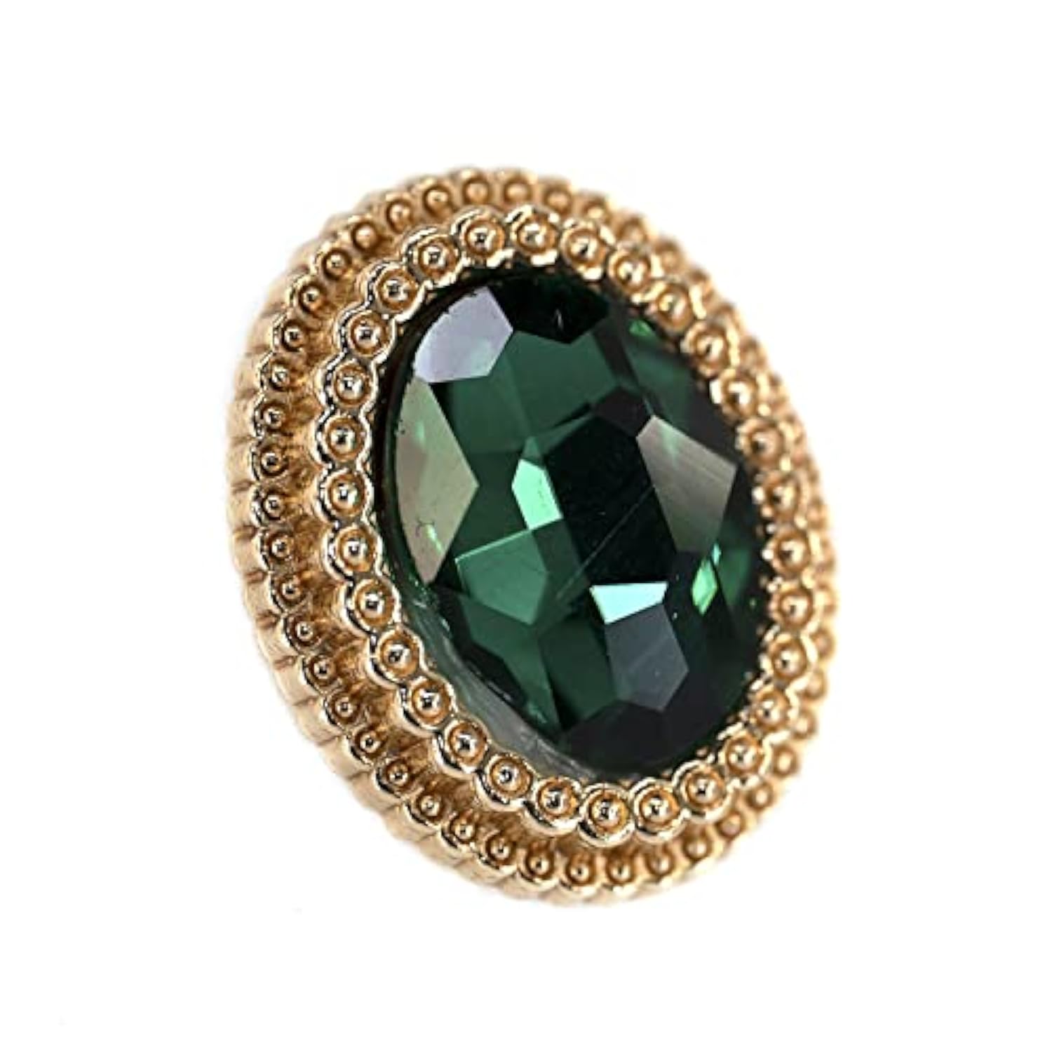 20 Pcs Green Oval Rhinestone Metal Shank Sewing Coat Buttons - 21Mm -