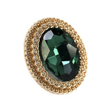 20 Pcs Green Oval Rhinestone Metal Shank Sewing Coat Buttons - 21Mm -