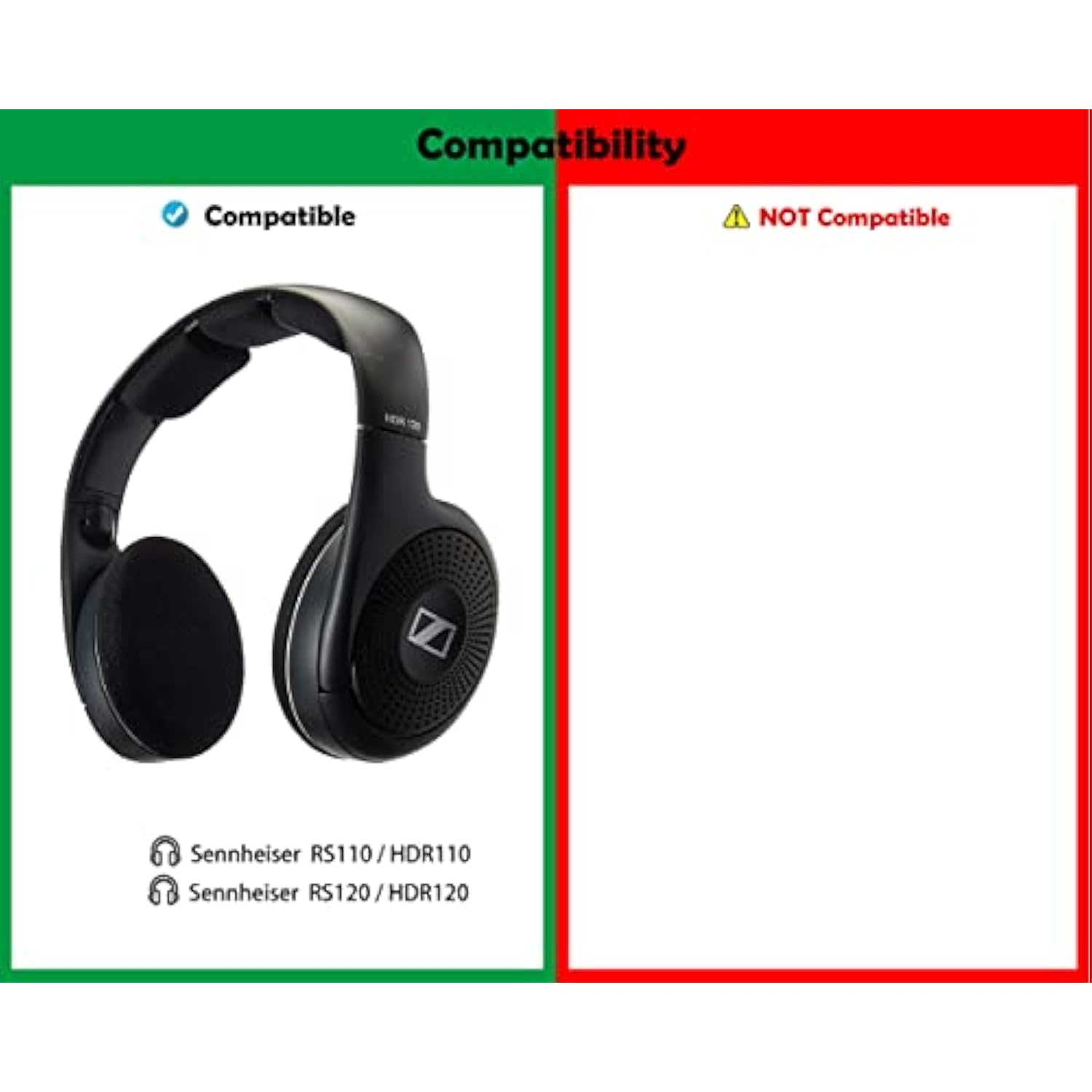 Hdr120 Earpads Ear Cushion Replacement Compatible With Sennheiser Hdr120 Rs120 Hdr110 Rs110 Headphone,Ear Pads With Comfortable Leather And Memory Foam