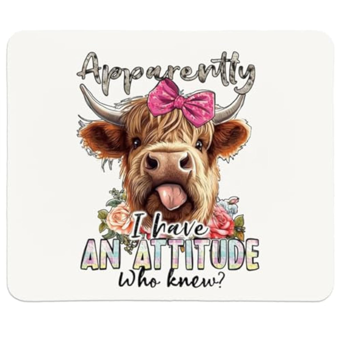 Highland Cow Office Desk Accessories,Small Mouse Pad,Washable Square Cloth Mousepad For Office Laptop Computer,Non-Slip Rubber Base Mouse Pads For Wireless Mouse,9.5X7.9 Inches