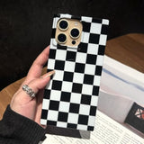 Checkered Strong Magnetic Case For Iphone 16 Pro Max Compatible With Magsafe - Rectangular Checker Checkerboard - Shockproof Protective Phone Cover For Iphone 16 Pro Max Black White