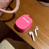 Cute Silicone AirPods Case Cover with Cleaner Kit for Women and Girls, Anti-Drop Protective Case for AirPods 1st/2nd Generation (Pink)