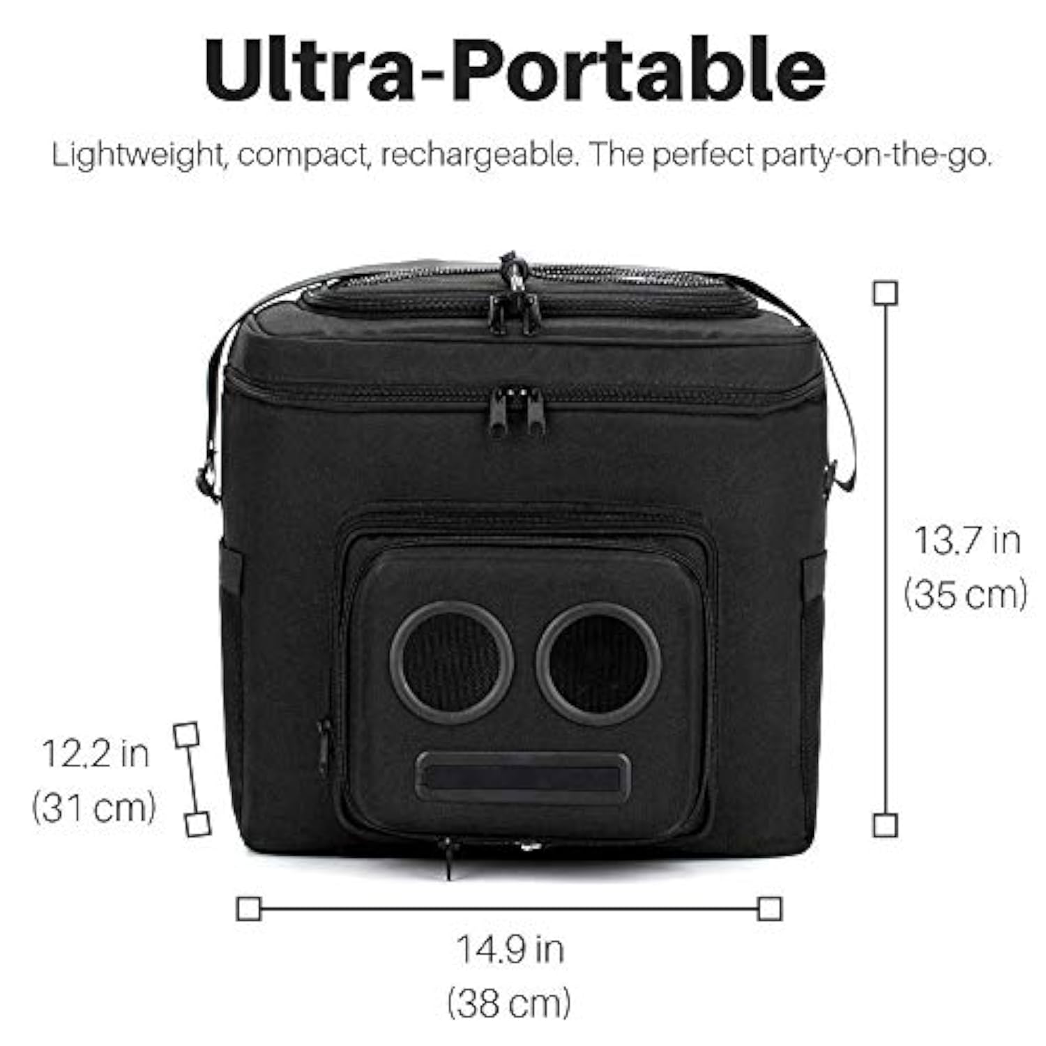 The #1 Cooler with Speakers on Amazon. 20-Watt Bluetooth Speakers for Parties/Festivals/Boat/Beach. Rechargeable, Works with iPhone & Android (Black)