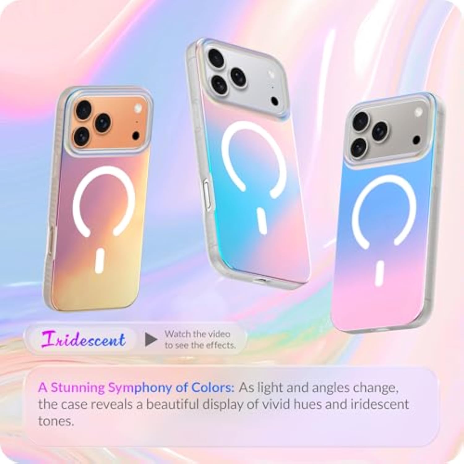 Hue - Unique Color-Shift Iridescent Magnetic Phone Case with Geometric Diamond Pattern