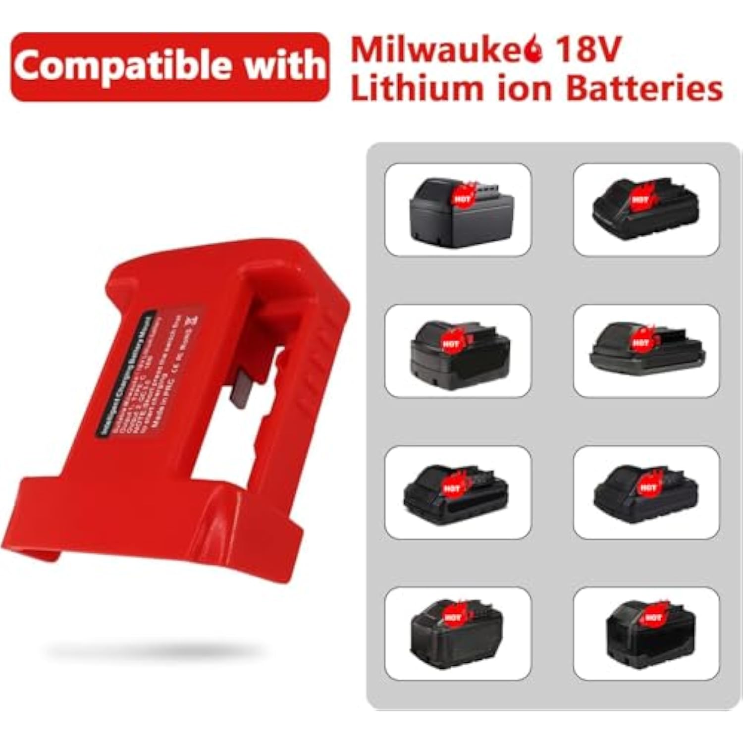 Usb Adapter For Milwaukee M18 18V Battery, 2Pcs Battery Holder For Milwaukee 48-11-1850 48-11-1852 48-11-1862 48-11-1860, With Usb And Type-C Fast Charging Power Wheel Adapter Charger