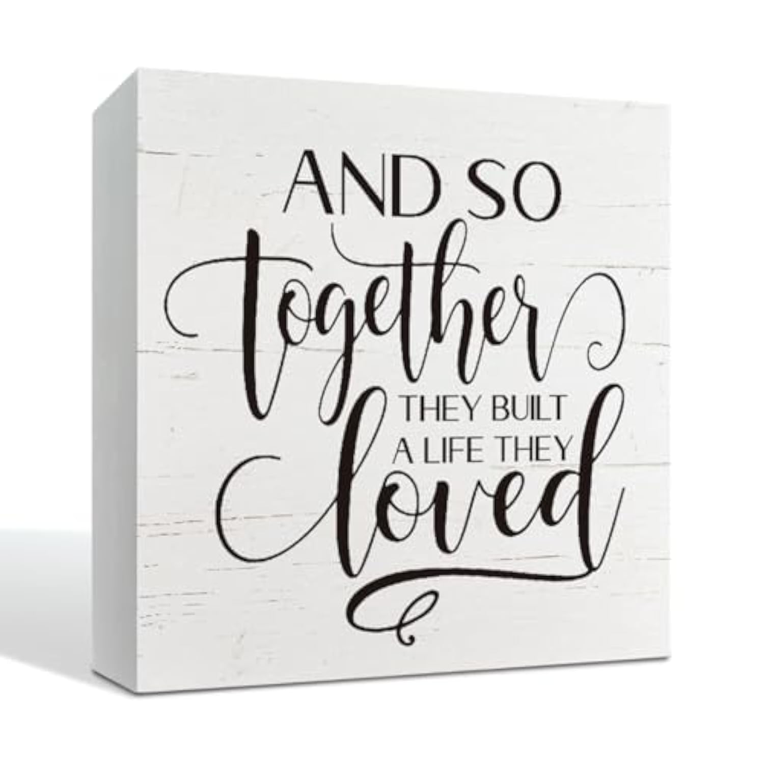 Together They Built A Life They Loved Sign,Farmhouse Wall Decor, Rustic Modern Wood Tabletop Sign For The Home Love Signs Decorations, Anniversary Decoration 5×5×1.2Inches