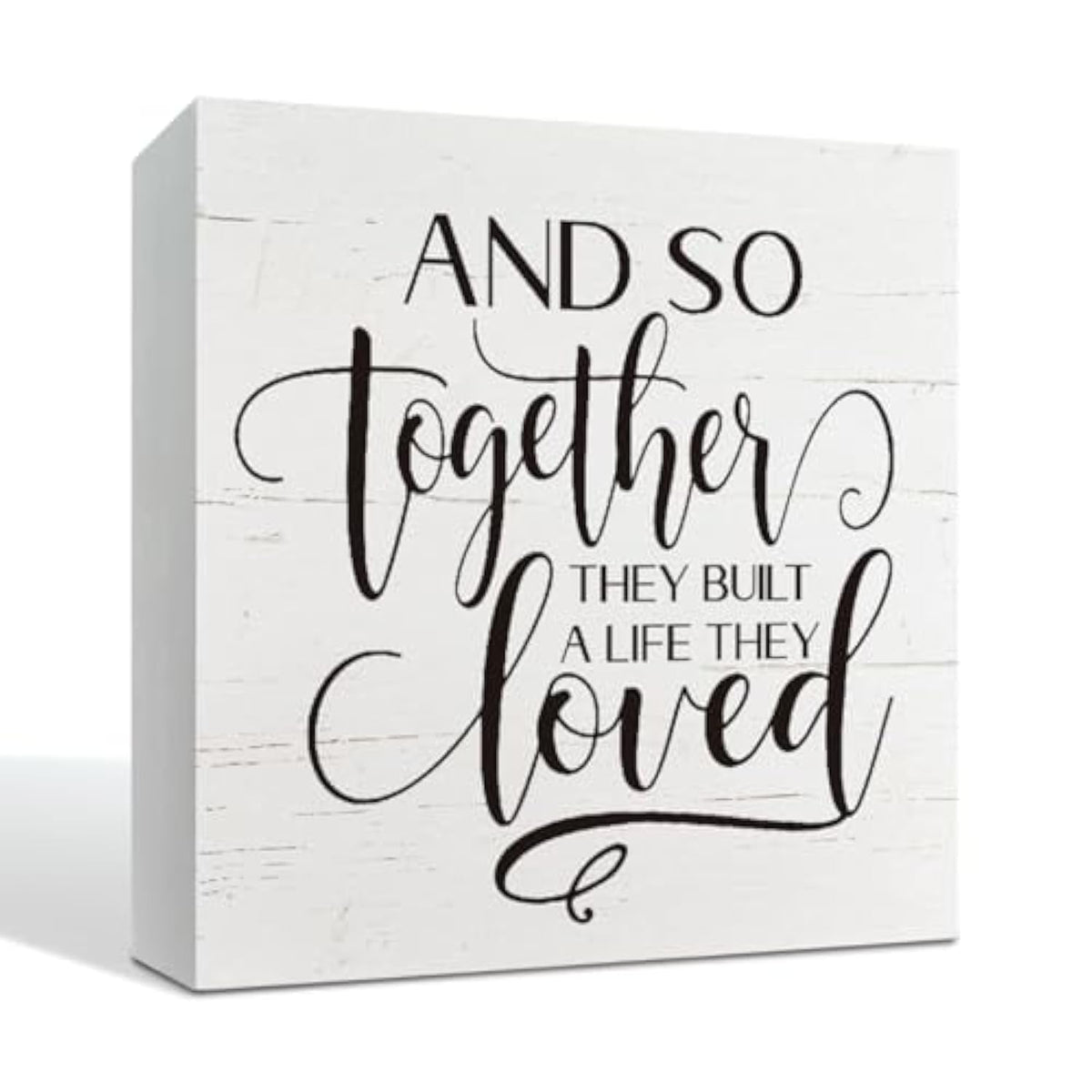 Together They Built A Life They Loved Sign,Farmhouse Wall Decor, Rustic Modern Wood Tabletop Sign For The Home Love Signs Decorations, Anniversary Decoration 5×5×1.2Inches