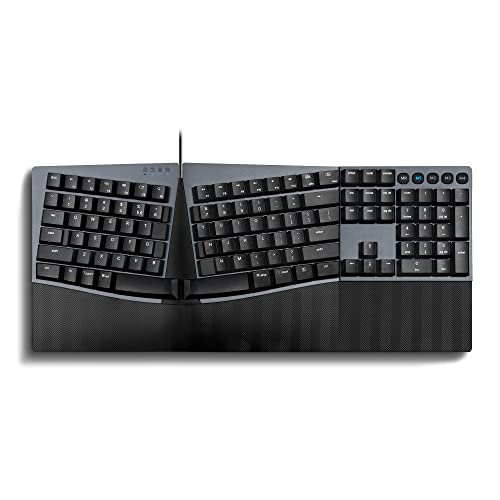 Periboard-535Br Wired Ergonomic Mechanical Split Keyboard - Low-Profile Brown Tactile Switches - Programmable Feature With Macro Keys - Compatible With Windows And Mac Os X - Us English, Black