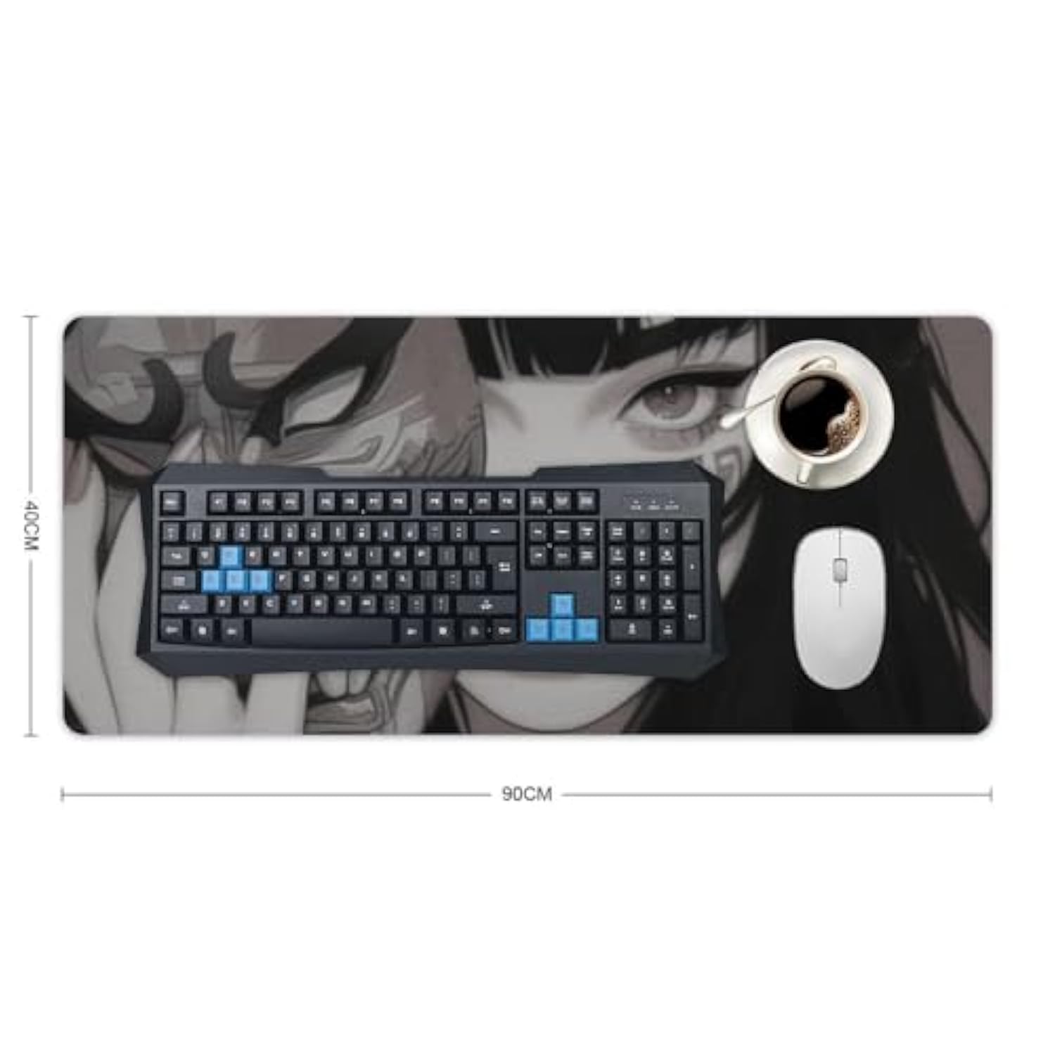 Female Samurai Large Mouse Pad Japanese Anime Girl Mousepad Cool Retro Desk Mat For Keyboard Computer Pad Extended Gaming Office Desk Organizers And Accessories 35.4 X 15.7 Inch