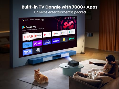 Projector 4K With Google Tv, K2S Wifi 6 Bluetooth Projector, Sound By Jbl, Dolby Audio, Auto Focus & Keystone,Native 1080P 4K Supported Outdoor Movie Projector With Netflix 7000+ Apps