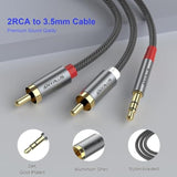 2Rca To 3.5Mm,0.5M 1/8 To Rca 2-Male Headphone Jack Fish Wire Braid Y Splitter