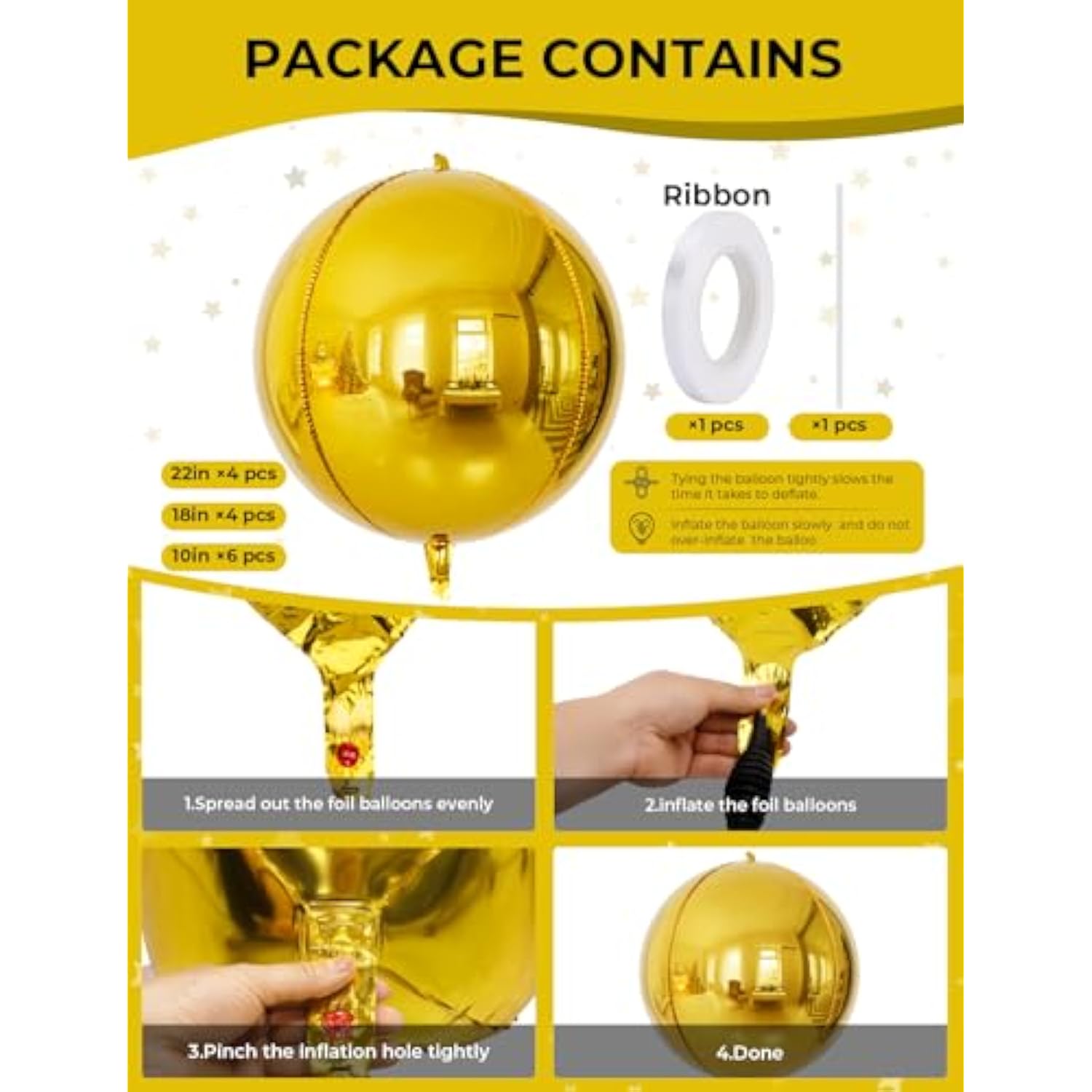 Gold Foil Balloons, 14 Pcs Gold Mylar Balloons For Party Decorations, 22/18/10 Inch Large Foil Balloon For Birthday, Engagement, Graduations Balloon For Graduations Decorations 2025